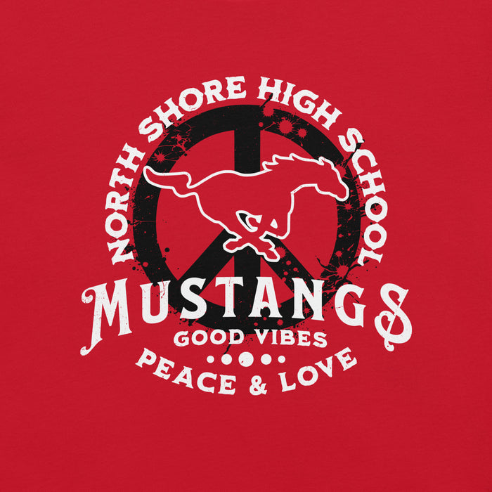 Close-up view of North Shore High School Mustangs Red Premium Unisex T-shirt 206