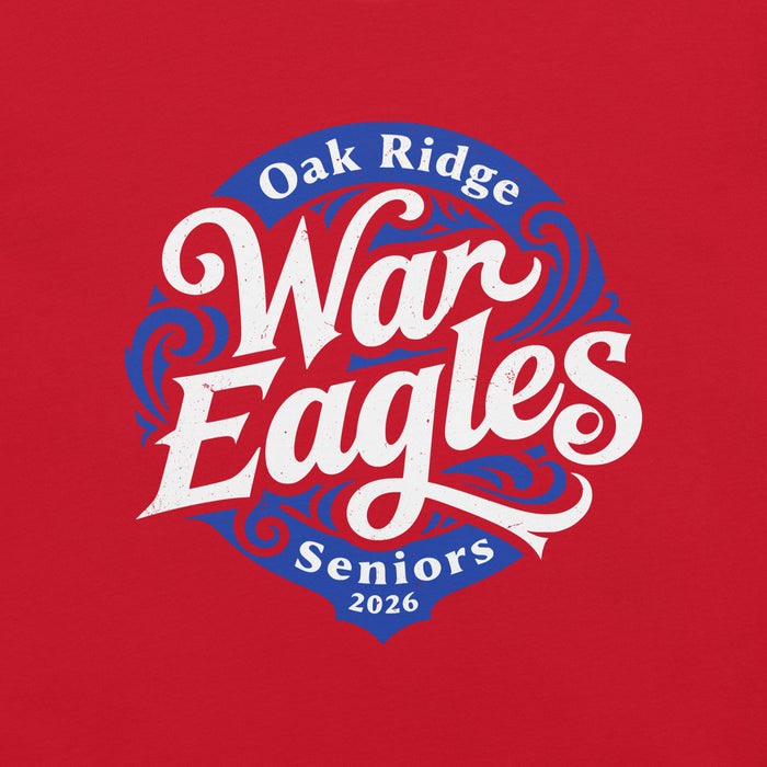 Close-up view of Oak Ridge High School War Eagles Red Premium Unisex T-shirt 253