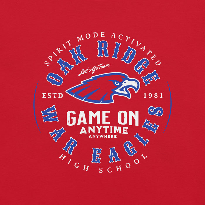 Close-up view of Oak Ridge High School War Eagles Red Premium Unisex T-shirt 214