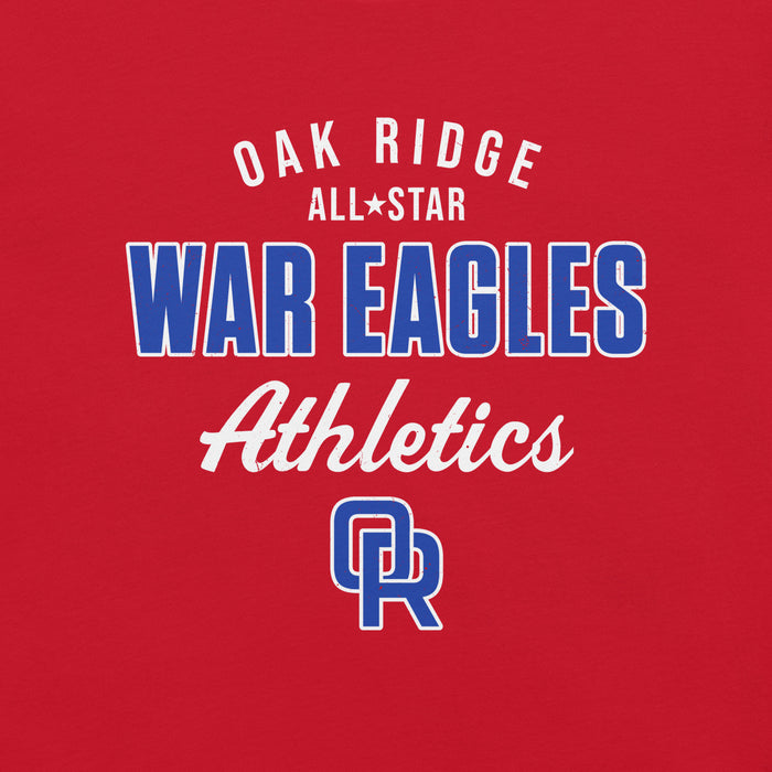 Close-up view of Oak Ridge High School War Eagles Red Premium Unisex T-shirt 034