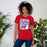 Woman wearing Oak Ridge High School War Eagles Red Premium Unisex T-shirt 001