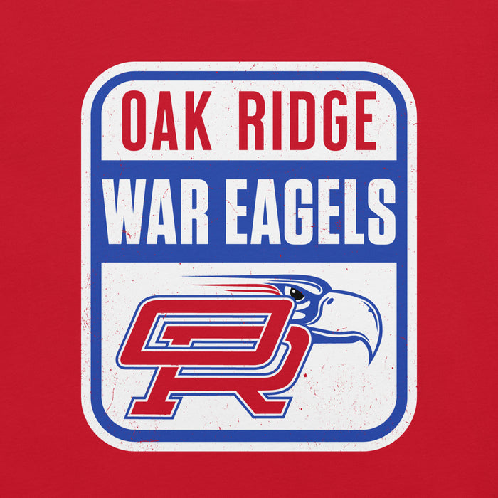 Close-up view of Oak Ridge High School War Eagles Red Premium Unisex T-shirt 001