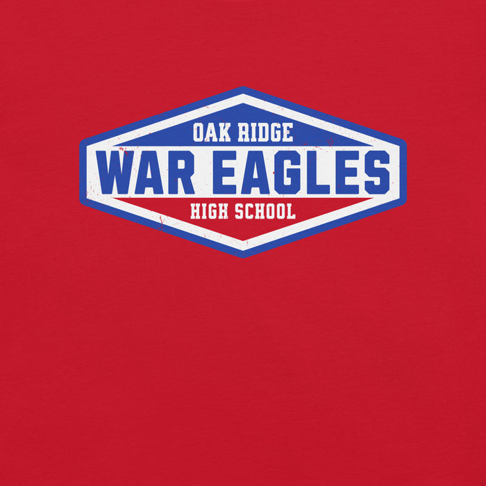 Close-up view of Oak Ridge High School War Eagles Red Premium Unisex T-shirt 009