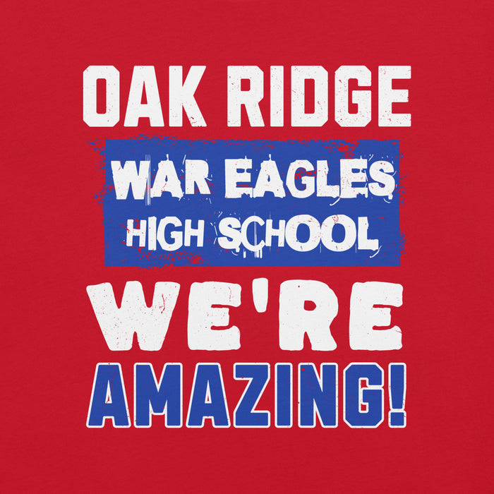 Close-up view of Oak Ridge High School War Eagles Red Premium Unisex T-shirt 231
