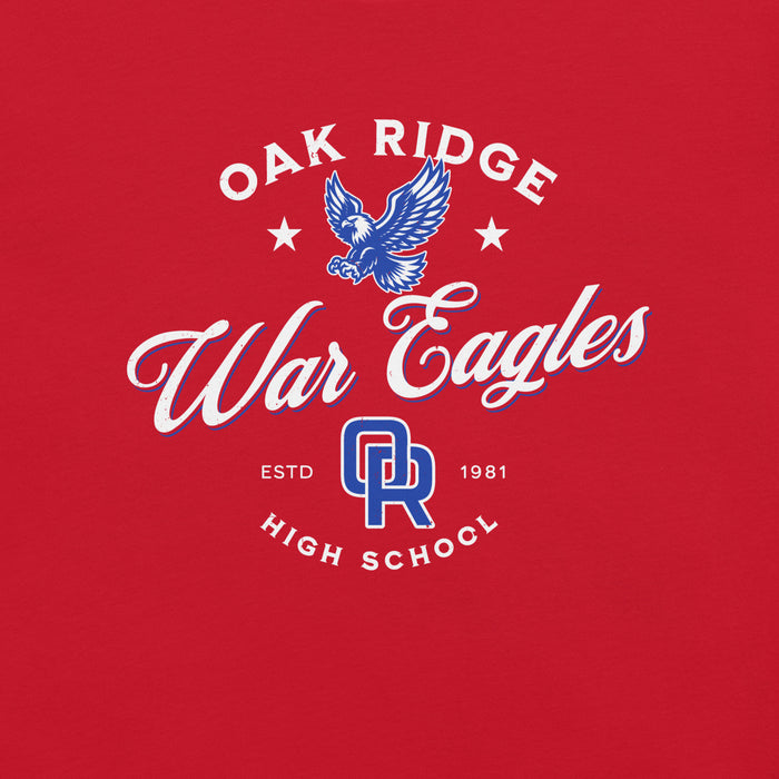 Close-up view of Oak Ridge High School War Eagles Red Premium Unisex T-shirt 226