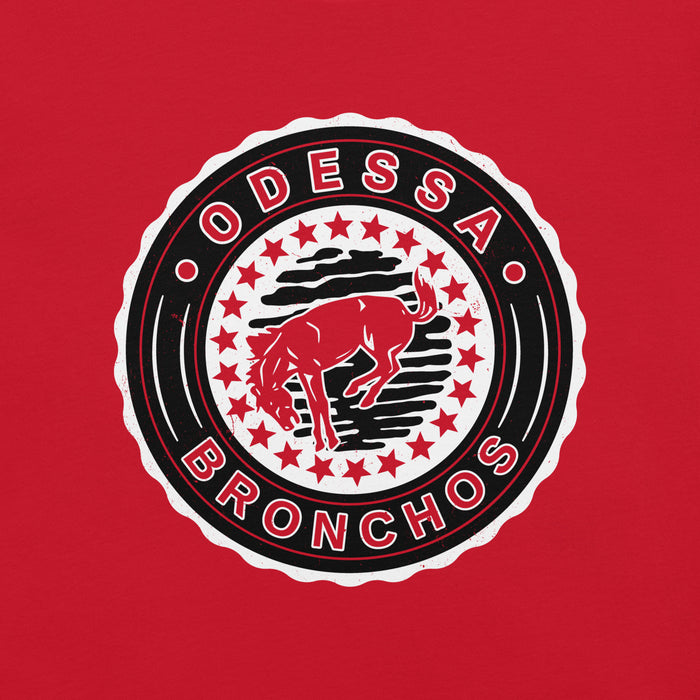 Close-up view of Odessa High School Bronchos Red Premium Unisex T-shirt 216