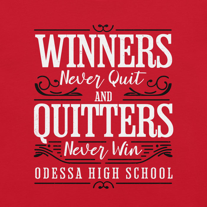 Close-up view of Odessa High School Bronchos Red Premium Unisex T-shirt 237