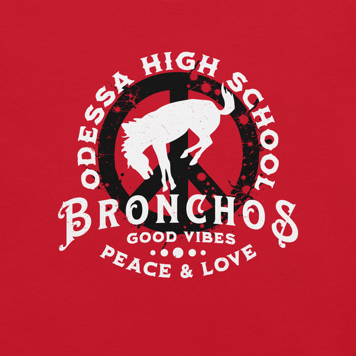 Close-up view of Odessa High School Bronchos Red Premium Unisex T-shirt 206
