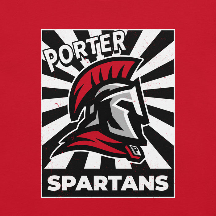 Close-up view of Porter High School Spartans Red Premium Unisex T-shirt 226
