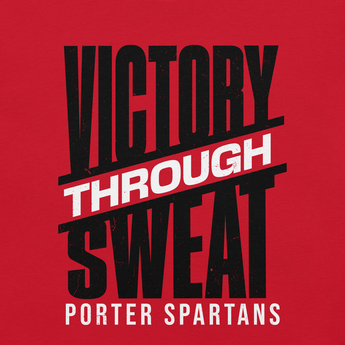 Close-up view of Porter High School Spartans Red Premium Unisex T-shirt 241