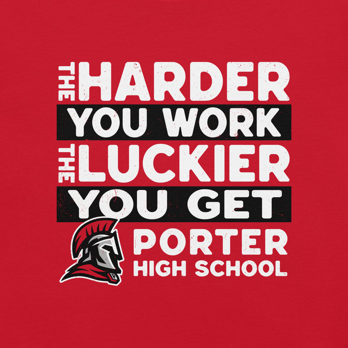 Motivational quote with a Porter High School logo on a red background - premium t-shirt design 238