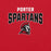 Red shirt with 'Porter Spartans' text and Spartan helmet logo - premium t-shirt design 234