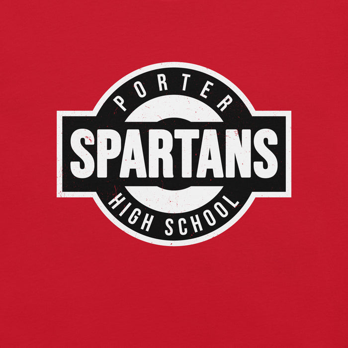 Close-up view of Porter High School Spartans Red Premium Unisex T-shirt 011
