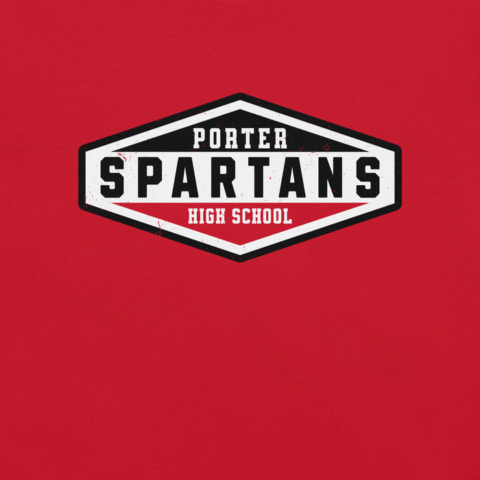 Close-up view of Porter High School Spartans Red Premium Unisex T-shirt 009