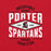 Close-up view of Porter High School Spartans Red Premium Unisex T-shirt 210