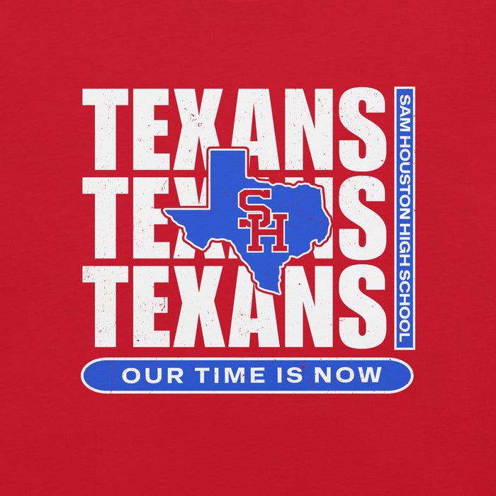 Close-up view of Sam Houston High School Texans Red Premium Unisex T-shirt 235