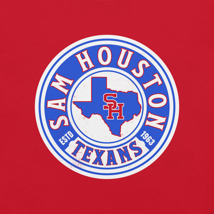 Close-up view of Sam Houston High School Texans Red Premium Unisex T-shirt 220