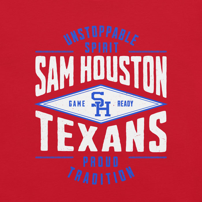 Close-up view of Sam Houston High School Texans Red Premium Unisex T-shirt 210