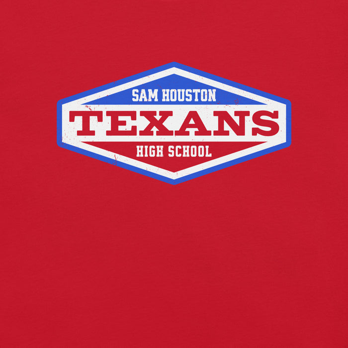 Close-up view of Sam Houston High School Texans Red Premium Unisex T-shirt 009