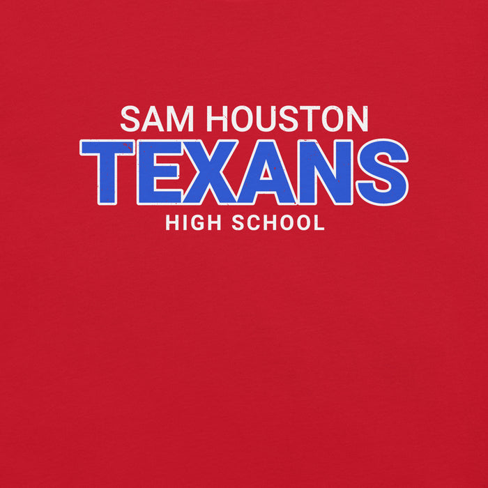 Close-up view of Sam Houston High School Texans Red Premium Unisex T-shirt 002