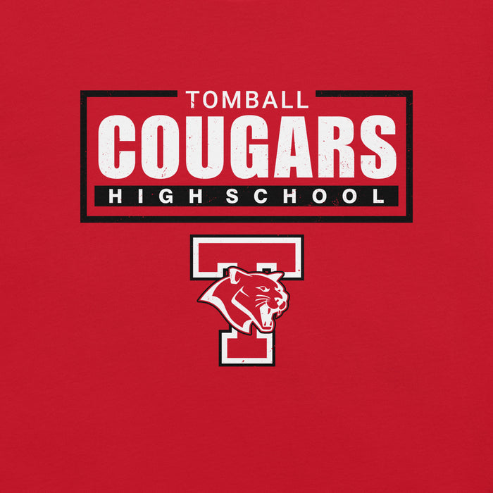Close-up view of Tomball High School Cougars Red Premium Unisex T-shirt 049