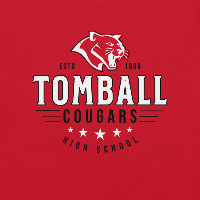 Close-up view of Tomball High School Cougars Red Premium Unisex T-shirt 217