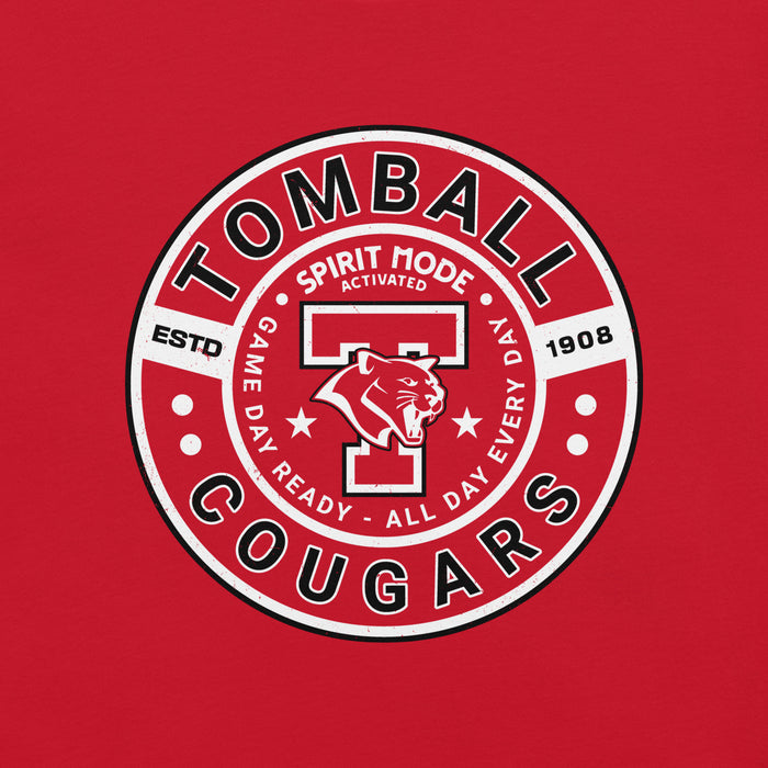 Close-up view of Tomball High School Cougars Red Premium Unisex T-shirt 239