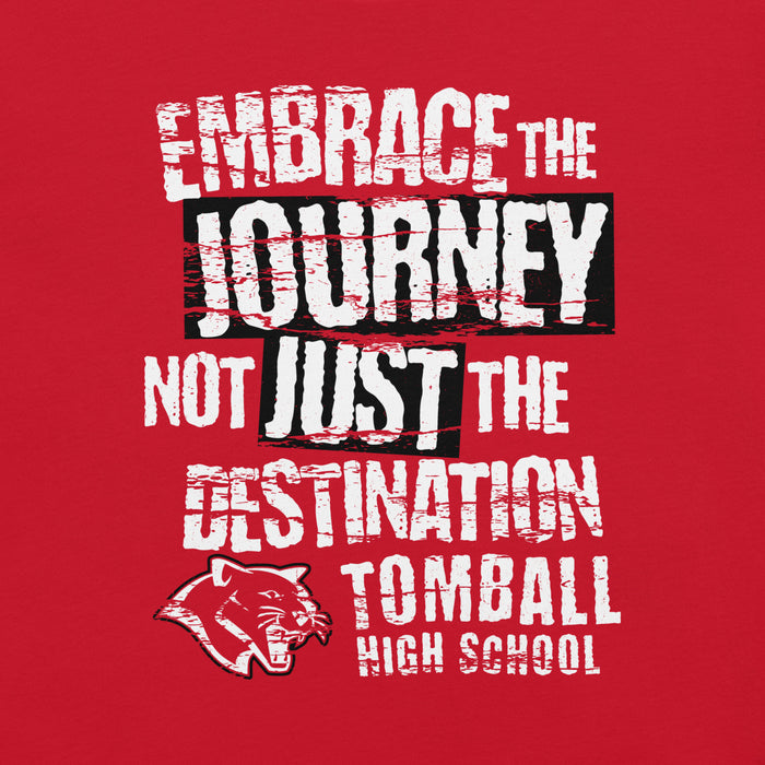 Close-up view of Tomball High School Cougars Red Premium Unisex T-shirt 232