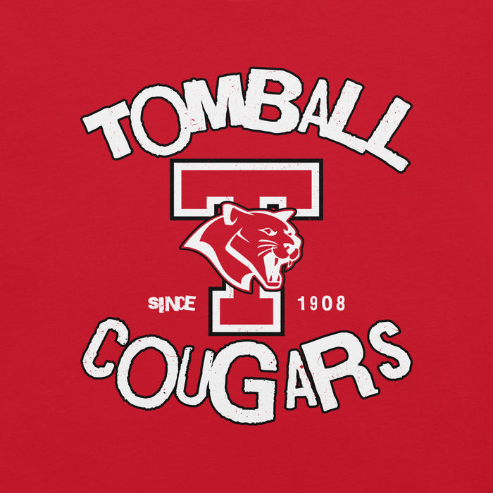 Close-up view of Tomball High School Cougars Red Premium Unisex T-shirt 228