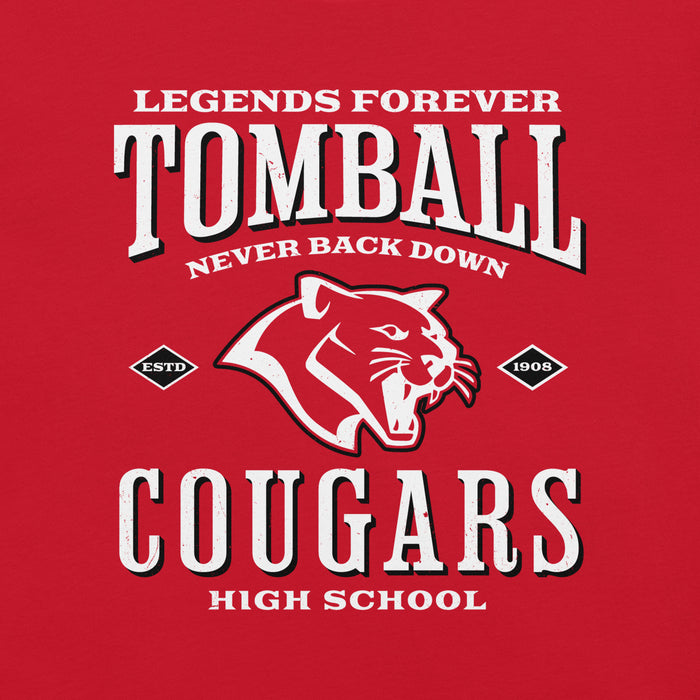 Close-up view of Tomball High School Cougars Red Premium Unisex T-shirt 230