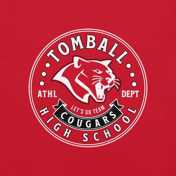 Close-up view of Tomball High School Cougars Red Premium Unisex T-shirt 215