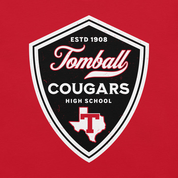 Close-up view of Tomball High School Cougars Red Premium Unisex T-shirt 225