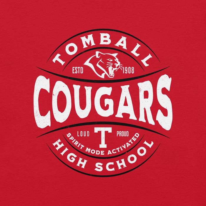 Close-up view of Tomball High School Cougars Red Premium Unisex T-shirt 218