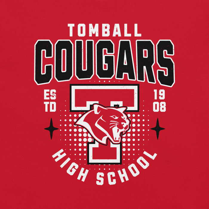 Close-up view of Tomball High School Cougars Red Premium Unisex T-shirt 204