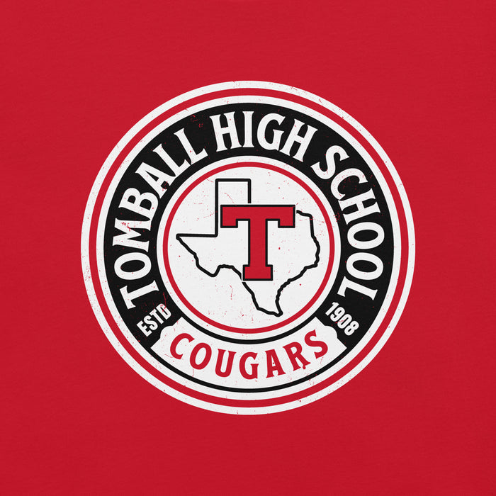 Close-up view of Tomball High School Cougars Red Premium Unisex T-shirt 220