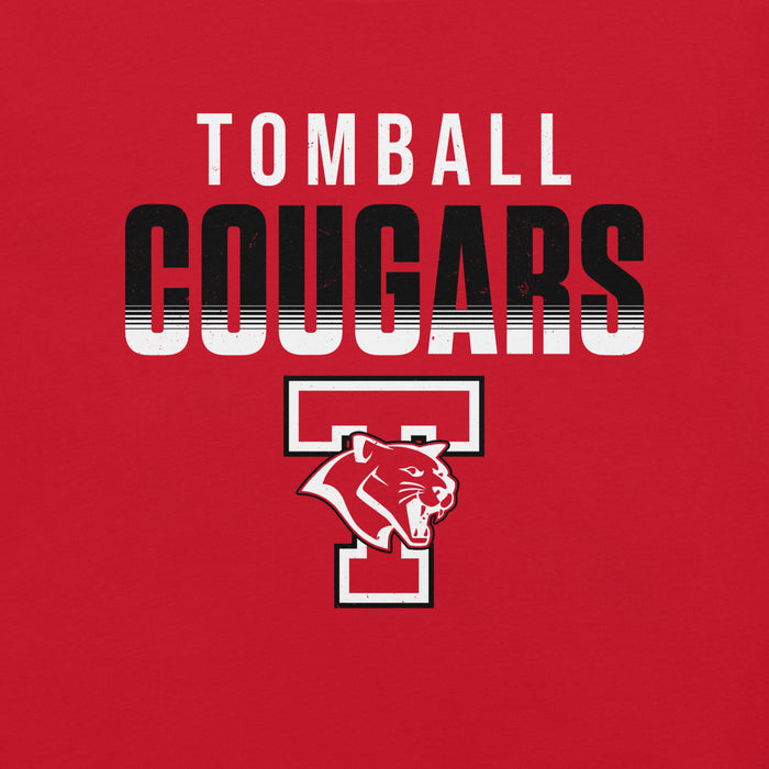 Close-up view of Tomball High School Cougars Red Premium Unisex T-shirt 024