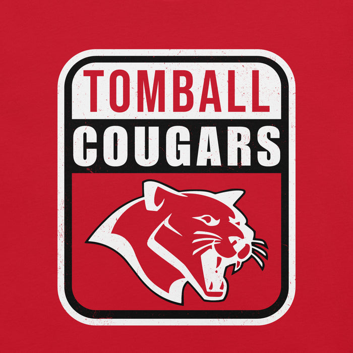 Close-up view of Tomball High School Cougars Red Premium Unisex T-shirt 001