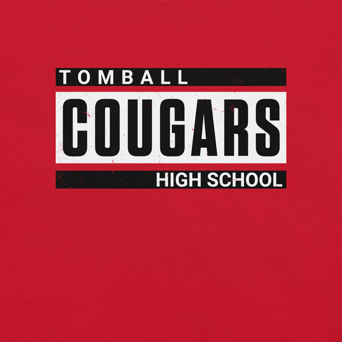 Close-up view of Tomball High School Cougars Red Premium Unisex T-shirt 098