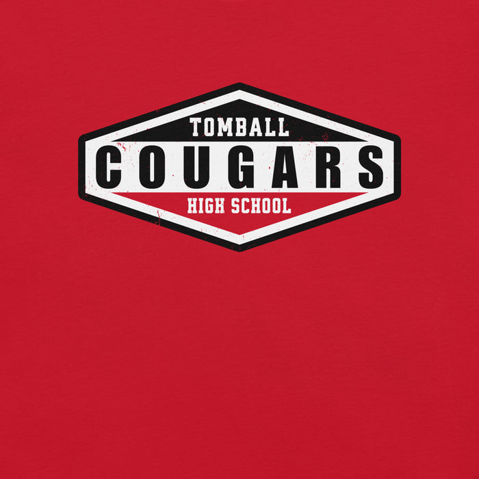 Close-up view of Tomball High School Cougars Red Premium Unisex T-shirt 009