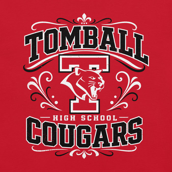 Close-up view of Tomball High School Cougars Red Premium Unisex T-shirt 012