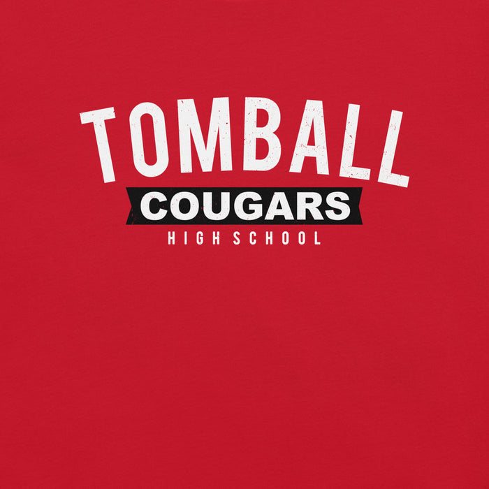 Close-up view of Tomball High School Cougars Red Premium Unisex T-shirt 021