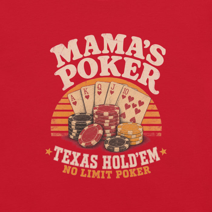 Close-up view of Mama's Poker Premium Unisex T-shirt 230