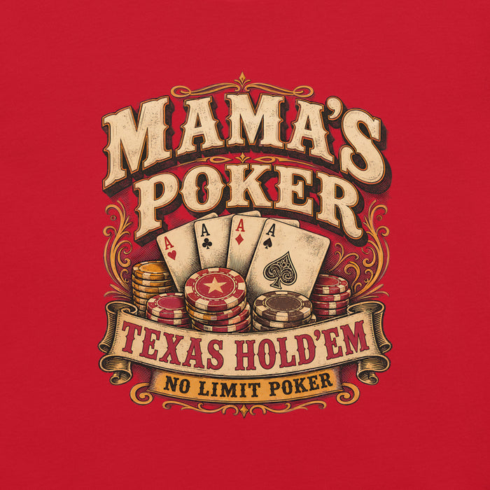 Close-up view of Mama's Poker Premium Unisex T-shirt 231