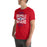 Man wearing Duncanville High School Panthers Red Premium Unisex T-shirt 210