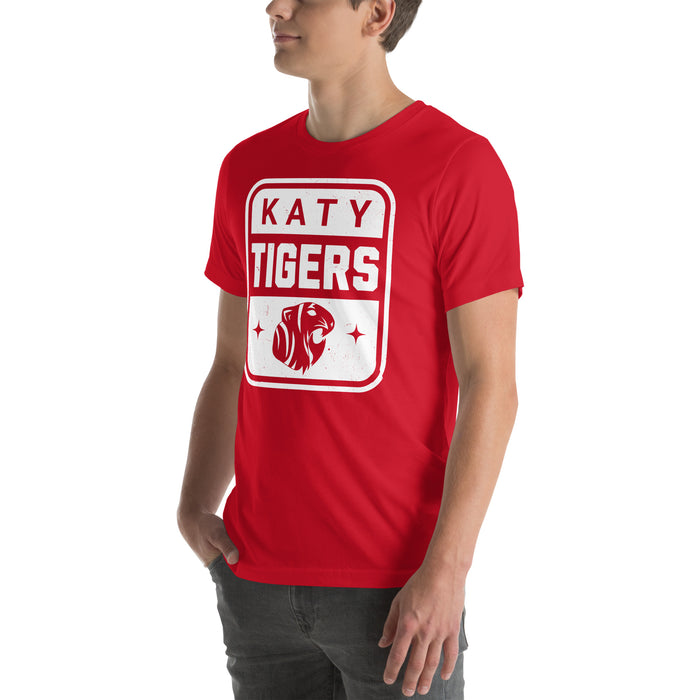 Man wearing Katy High School Tigers Red Premium Unisex T-shirt 001
