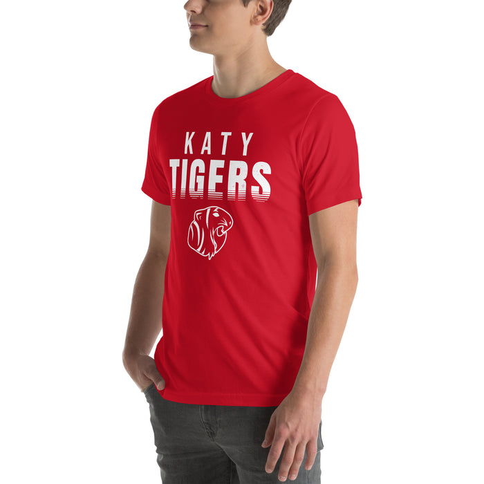 Man wearing Katy High School Tigers Red Premium Unisex T-shirt 024