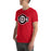 Man wearing Langham Creek High School Lobos Red Premium Unisex T-shirt 011