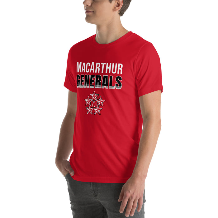 Man wearing MacArthur High School Generals Red Premium Unisex T-shirt 024