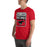 Man wearing North Shore High School Mustangs Red Premium Unisex T-shirt 001