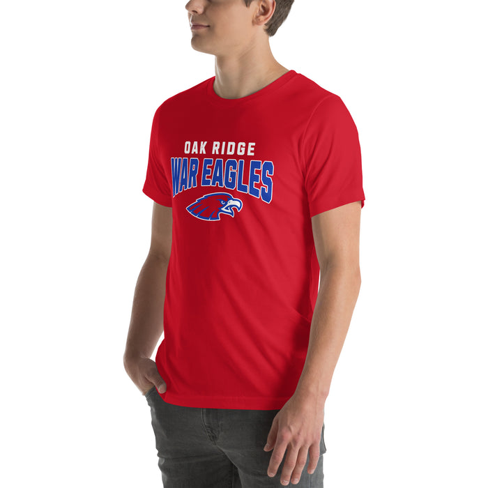 Man wearing Oak Ridge High School War Eagles Red Premium Unisex T-shirt 234
